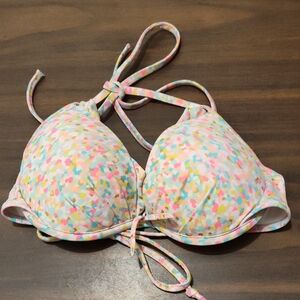 5/$25 SALE VS Size Medium Pastel Confetti Halter Underwire Push Up Bikini Top